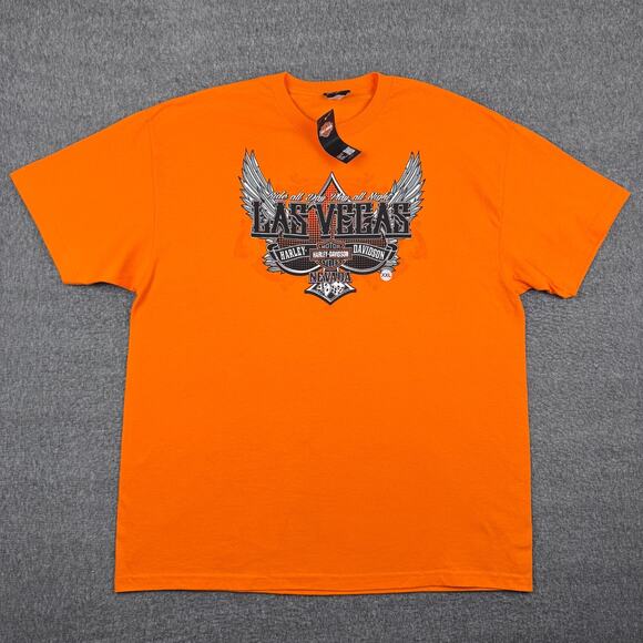 Harley-Davidson Other - Harley Davidson T-Shirt‎ Men's 2XL Orange Las Vegas High Rollers Gambling NWT
